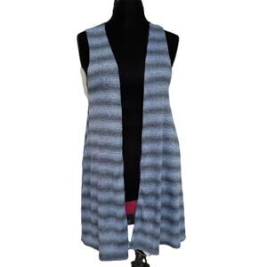 NWT Honey & Lace Tahoe Striped Blue Black A Line Knit Duster Vest Small